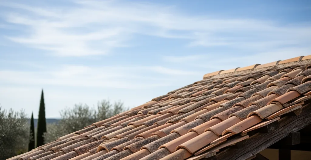 Toiture en tuiles canal provençales avec génoise visible